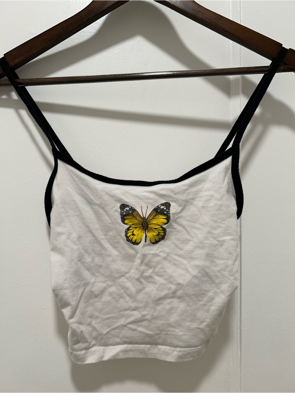 Women’s White Butterfly Tank Top with Black Trim US 2